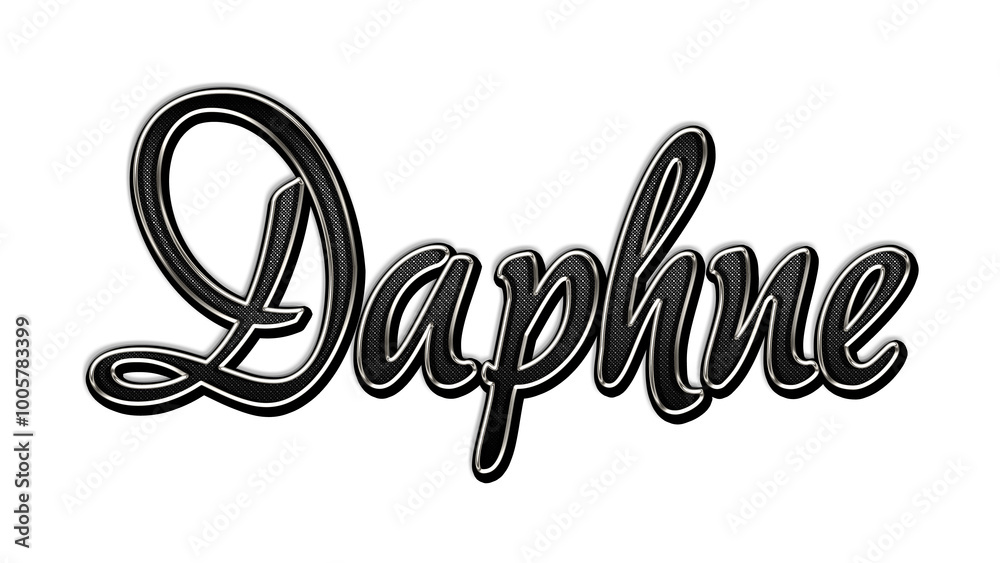 Fototapeta premium black metal 3d design of name Daphne on white background.