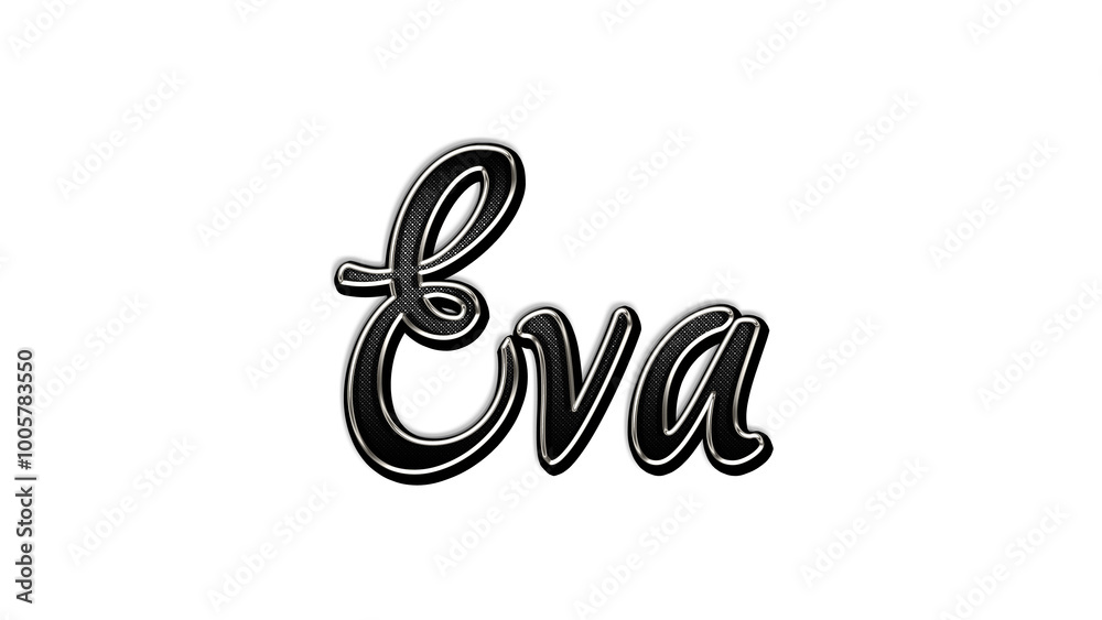 Obraz premium black metal 3d design of name Eva on white background.