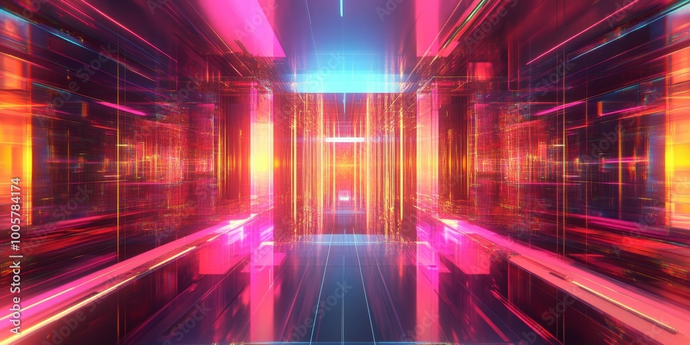 abstract futuristic city with neon lights and neon lines abstract futuristic city with neon lights and neon lines