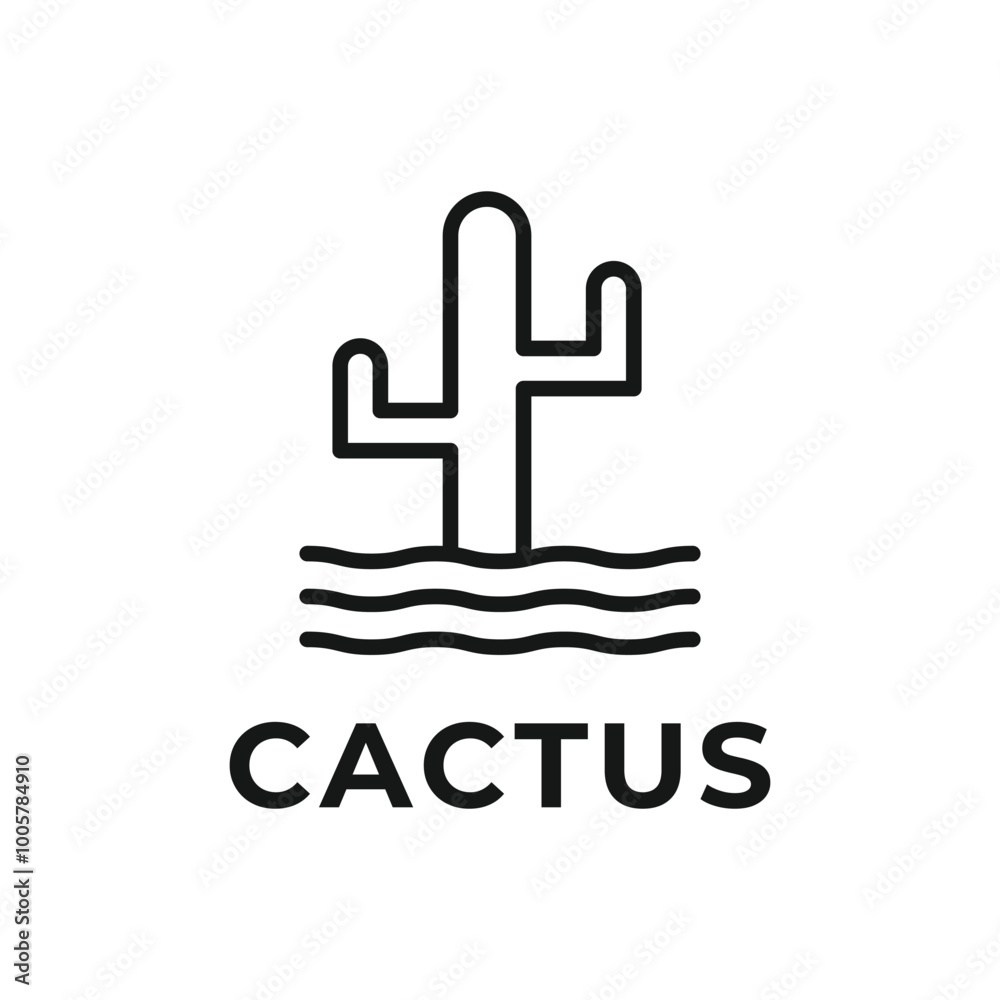 Cactus logo design concept idea line style Cactus logo design concept idea line style