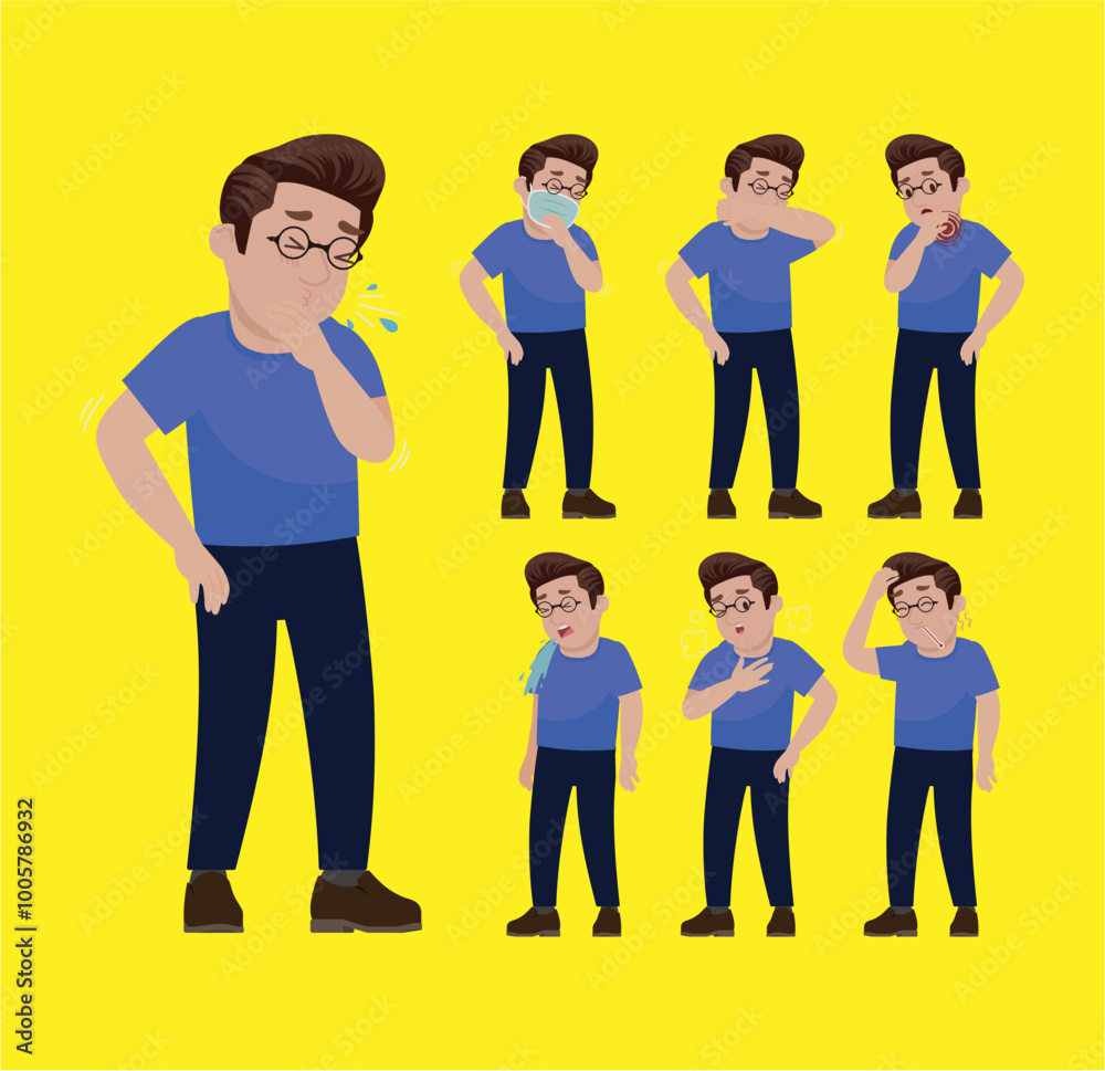 Fototapeta premium Sick people with different symptoms