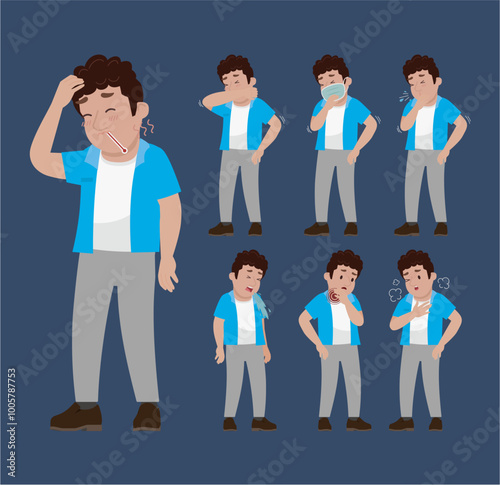 Sick people with different symptoms