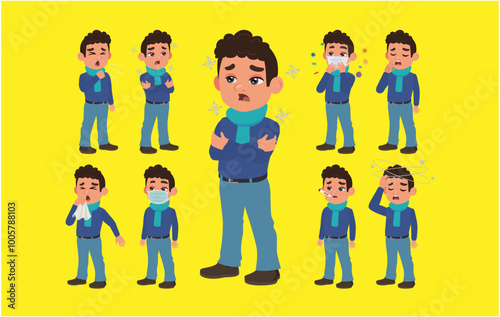 Sick people with different symptoms