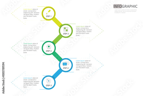 timeline arrow weekly planner schedule project diagram Infographics template for business. 5 step modern Timeline schedule diagram with presentation vector timeline week infographics.	