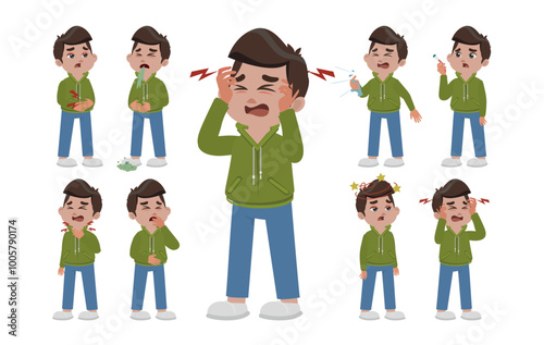 Sick people with different symptoms