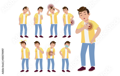 Sick people with different symptoms
