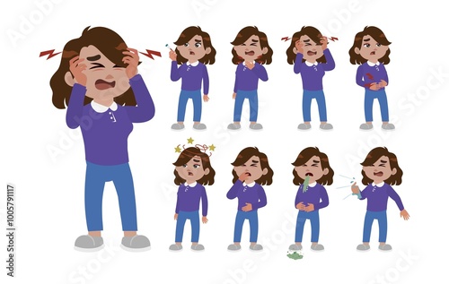 Sick people with different symptoms