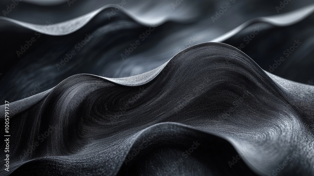 Fototapeta premium Abstract black wavy texture surface, minimalistic