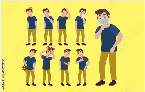 Sick people with different symptoms
