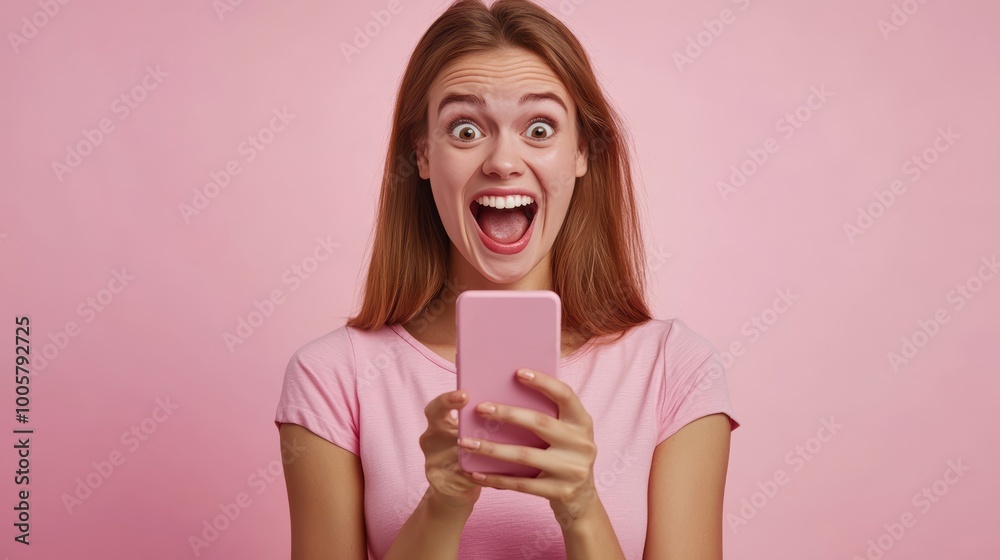 beautiful woman exited surprise face expression . female feels shocked. exciting smile and happy adorable rejoices. Very enjoy and fun relax time. wow, girl holding smartphone. Smile.. beautiful woman exited surprise face expression . female feels shocked. exciting smile and happy adorable rejoices. Very enjoy and fun relax time. wow, girl holding smartphone. Smile..