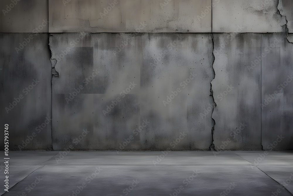 Smooth modern concrete wall with slight texture divided from the glossy floor by a bold black line, AI Generated Smooth modern concrete wall with slight texture divided from the glossy floor by a bold black line, AI Generated