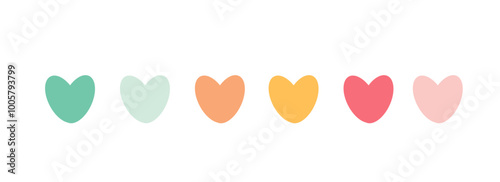 Colored hearts are hardly on a white background