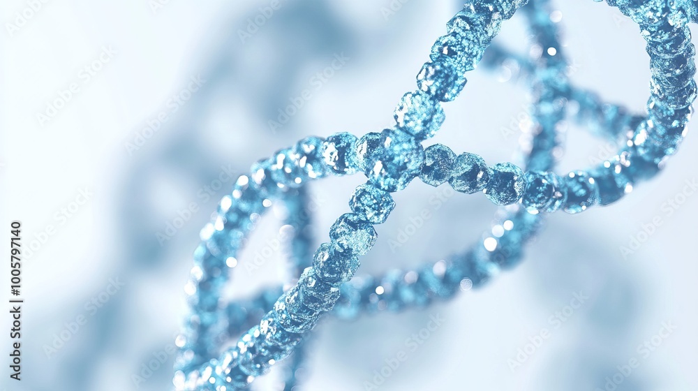 A 3D illustration of a blue DNA structure against an isolated background. A 3D illustration of a blue DNA structure against an isolated background.