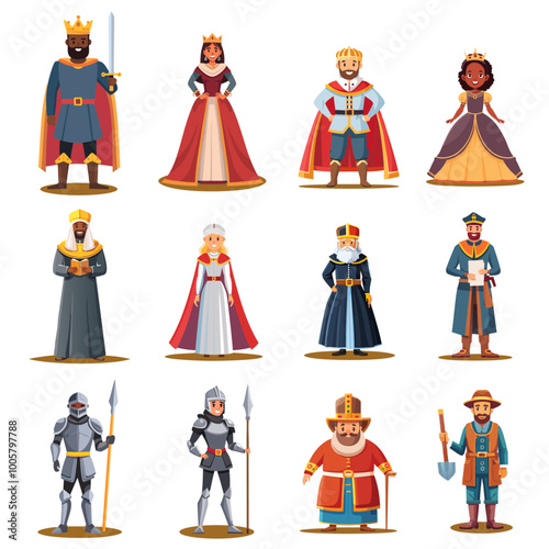 Illustrations of medieval people in various occupations