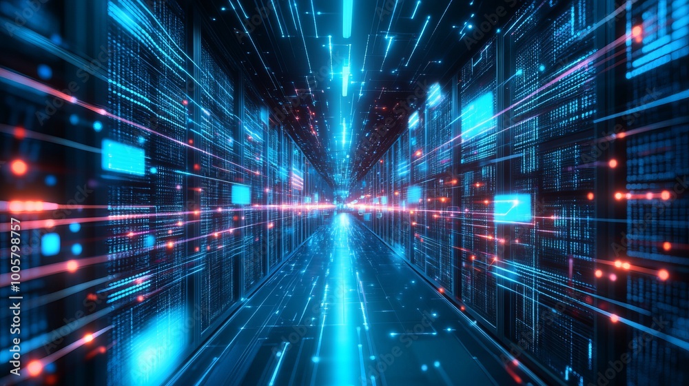 A futuristic abstract background featuring dynamic lines representing networks, big data, data centers, and servers. A futuristic abstract background featuring dynamic lines representing networks, big data, data centers, and servers.
