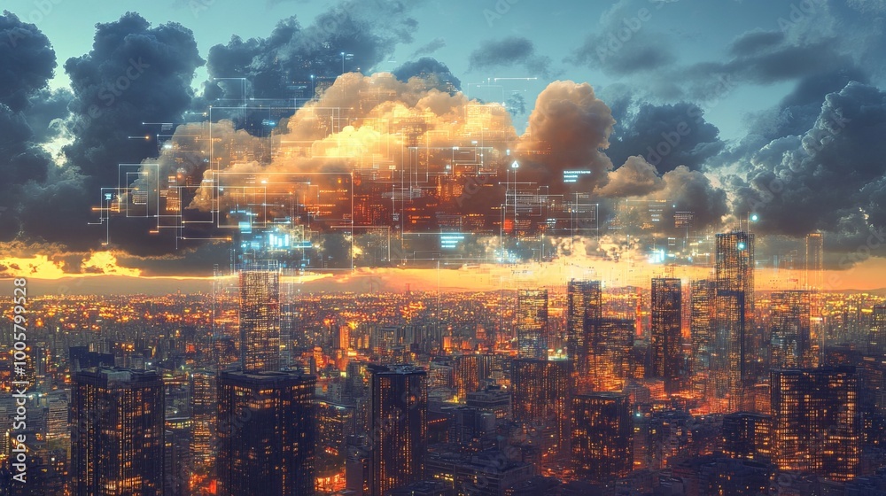 Fototapeta premium The Internet of Things (IoT) involves the interconnected network of devices that facilitate data transfer and communication.