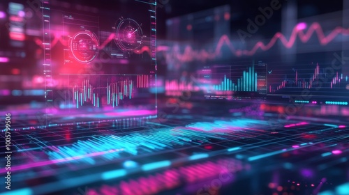 Abstract Technology Background with Data and Charts.