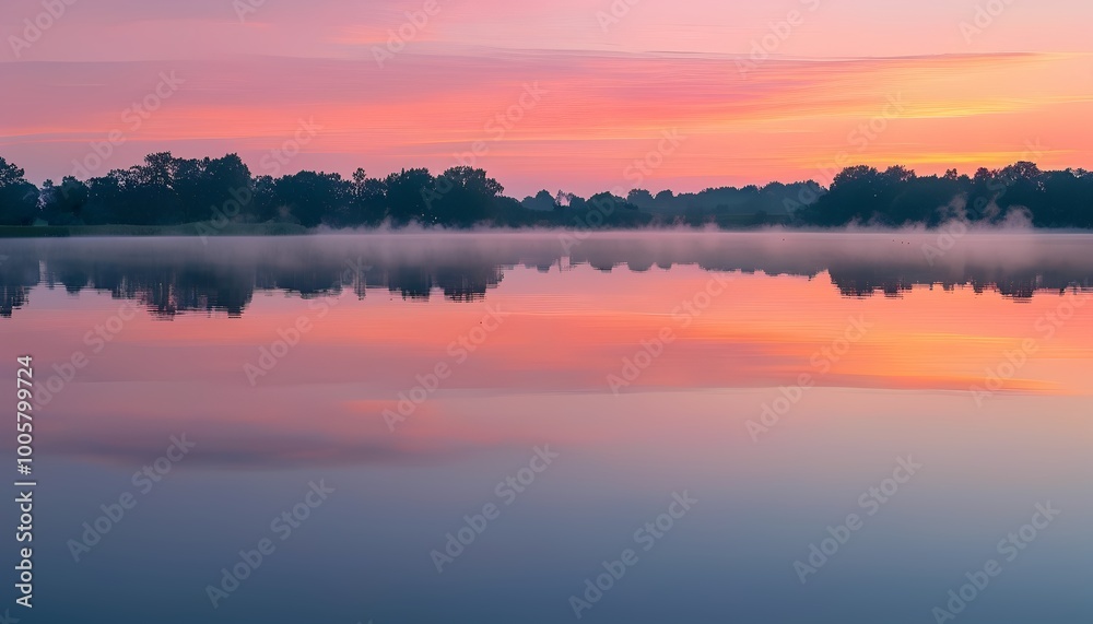 Still Lake at Dawn Reflecting the Morning Sky Still Lake at Dawn Reflecting the Morning Sky