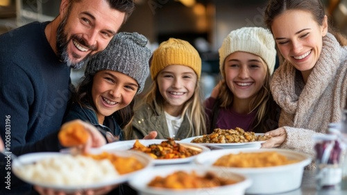 Happy Family Enjoying Delicious Food Together