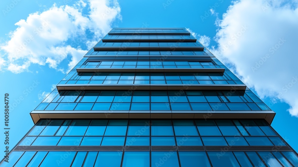 Blue Glass Building against Bright Sky Blue Glass Building against Bright Sky