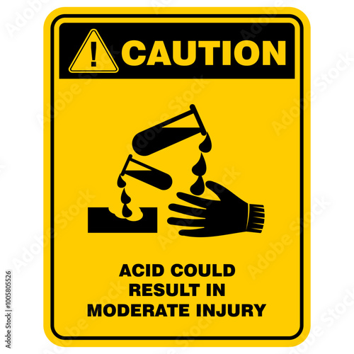 Caution, Acid could result in moderate injury, sign vector