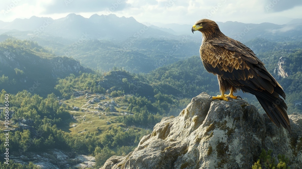 Fototapeta premium Eagle on a Mountain Peak.