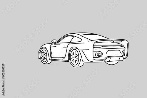 Hand drawn car outline vector image. Vehicle art.