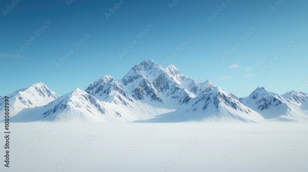 Majestic snow-covered mountains under a clear blue sky. Majestic snow-covered mountains under a clear blue sky.