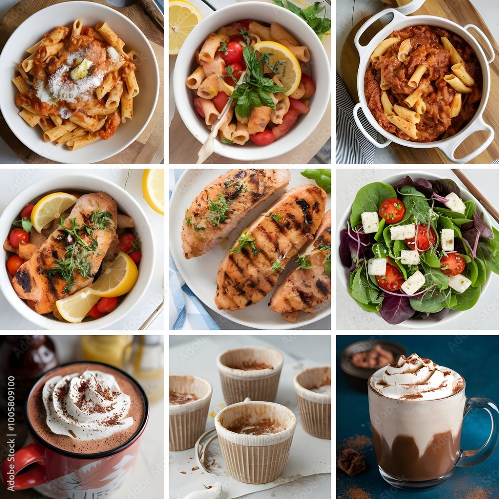 Diverse Recipe Collage Showcasing Culinary Creativity Diverse Recipe Collage Showcasing Culinary Creativity