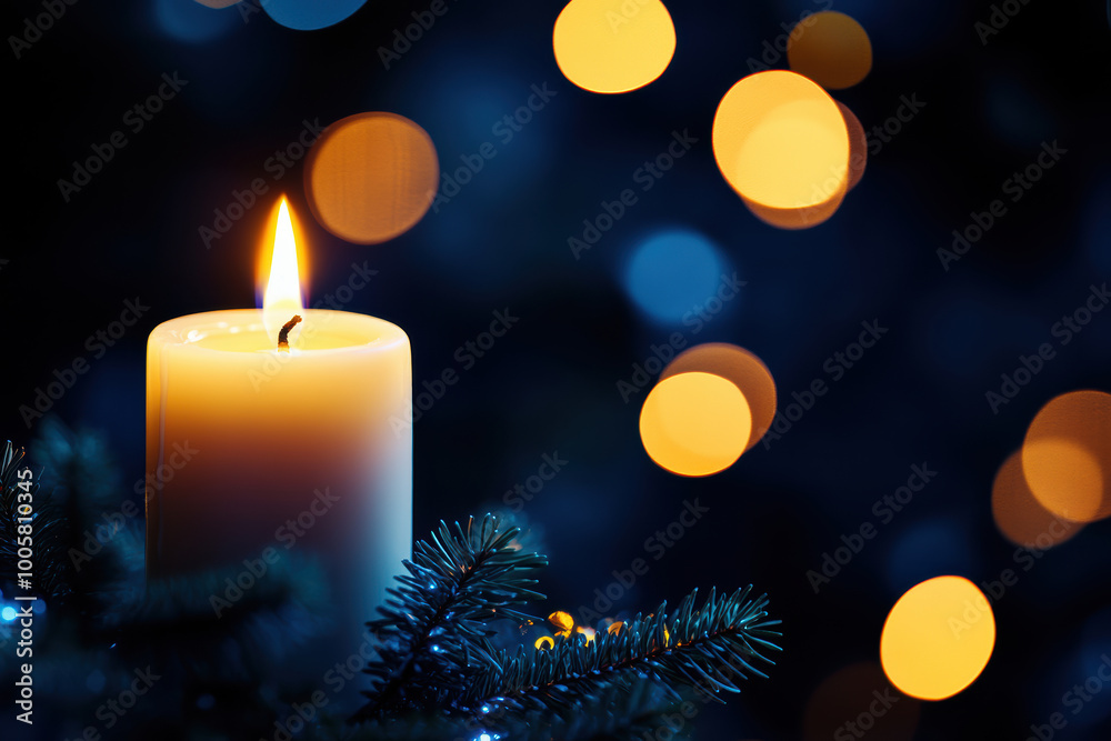 White Candle Burning Bright at Christmas White Candle Burning Bright at Christmas