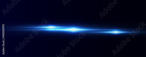 Light blue effect reflections, neon illumination in blue colors. Bright light lens. Police light effects, lines. Shiny stars, glowing sparks on a black background. Vector red light effect