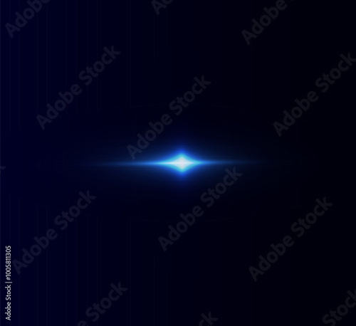 Light blue effect reflections, neon illumination in blue colors. Bright light lens. Police light effects, lines. Shiny stars, glowing sparks on a black background. Vector red light effect