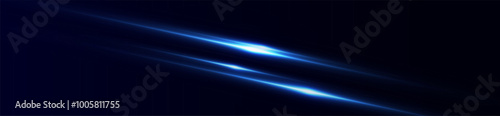 Light blue effect reflections, neon illumination in blue colors. Bright light lens. Police light effects, lines. Shiny stars, glowing sparks on a black background. Vector red light effect