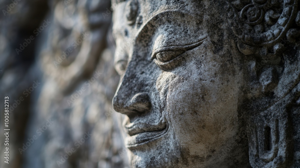 A close-up view of the ancient stone carvings at Phimai Historical Park. A close-up view of the ancient stone carvings at Phimai Historical Park.