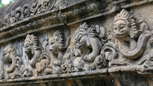 A close-up view of the ancient stone carvings at Phimai Historical Park.