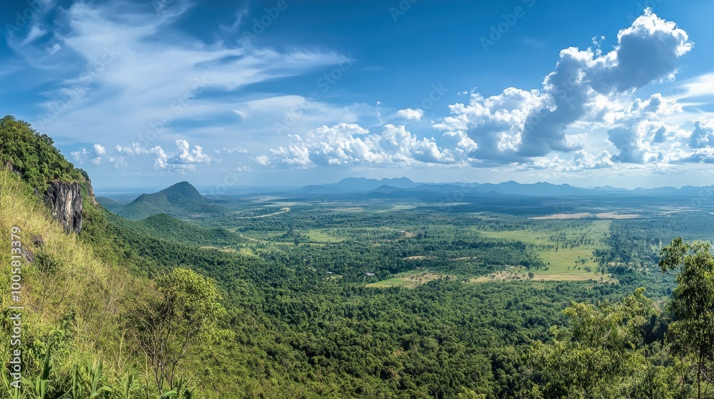 A panoramic view of Khao Yai National Park from a popular viewpoint in Korat. A panoramic view of Khao Yai National Park from a popular viewpoint in Korat.