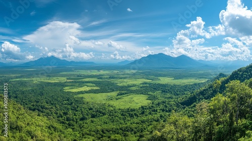 A panoramic view of Khao Yai National Park from a popular viewpoint in Korat.