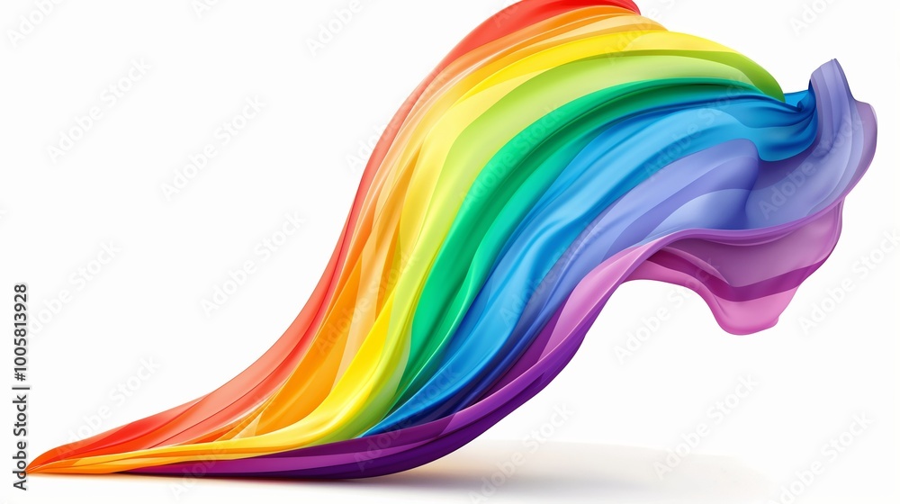 Rainbow is shown in a very long, flowing shape. The colors are bright and vibrant, creating a sense of energy and excitement. The rainbow appears to be moving Rainbow is shown in a very long, flowing shape. The colors are bright and vibrant, creating a sense of energy and excitement. The rainbow appears to be moving