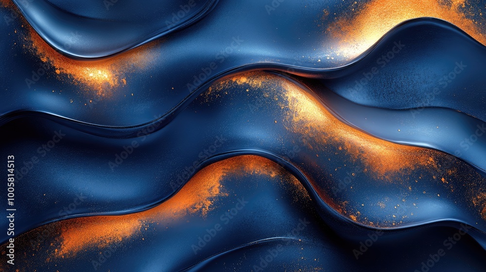 An abstract design with a focus on blue and gold hues, emphasizing a deep blue background. The pattern consists of flowing shapes and subtle gradients, making it an ideal choice for elegant printed An abstract design with a focus on blue and gold hues, emphasizing a deep blue background. The pattern consists of flowing shapes and subtle gradients, making it an ideal choice for elegant printed