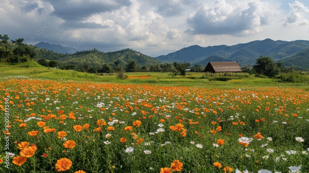 Colorful flowers in bloom at Wang Nam Khiao, known as the Switzerland of Isaan.