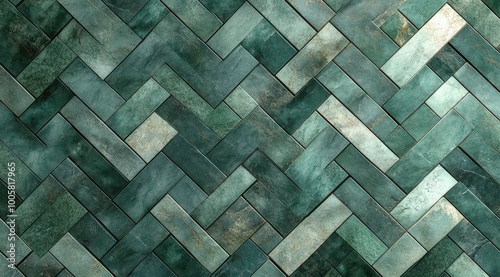 A herringbone pattern made of jade, highly detailed, seamless background, hyper-realistic photography. 80173e860652 © saichon
