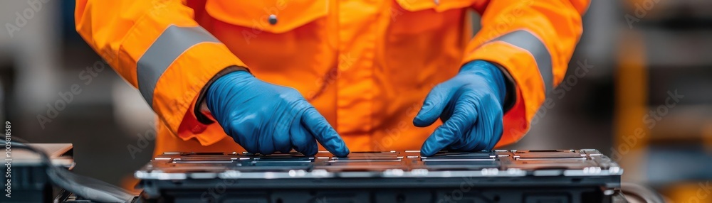 Engineer testing a prototype of an electric vehicle battery for ...
