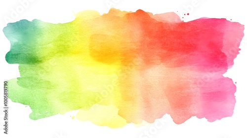 Abstract Watercolor Background with Rainbow Colors Green Yellow Orange Red