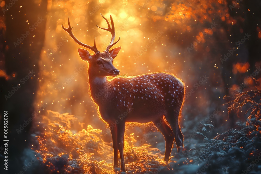 Enchanted Deer in a Mystical Forest Glow Enchanted Deer in a Mystical Forest Glow