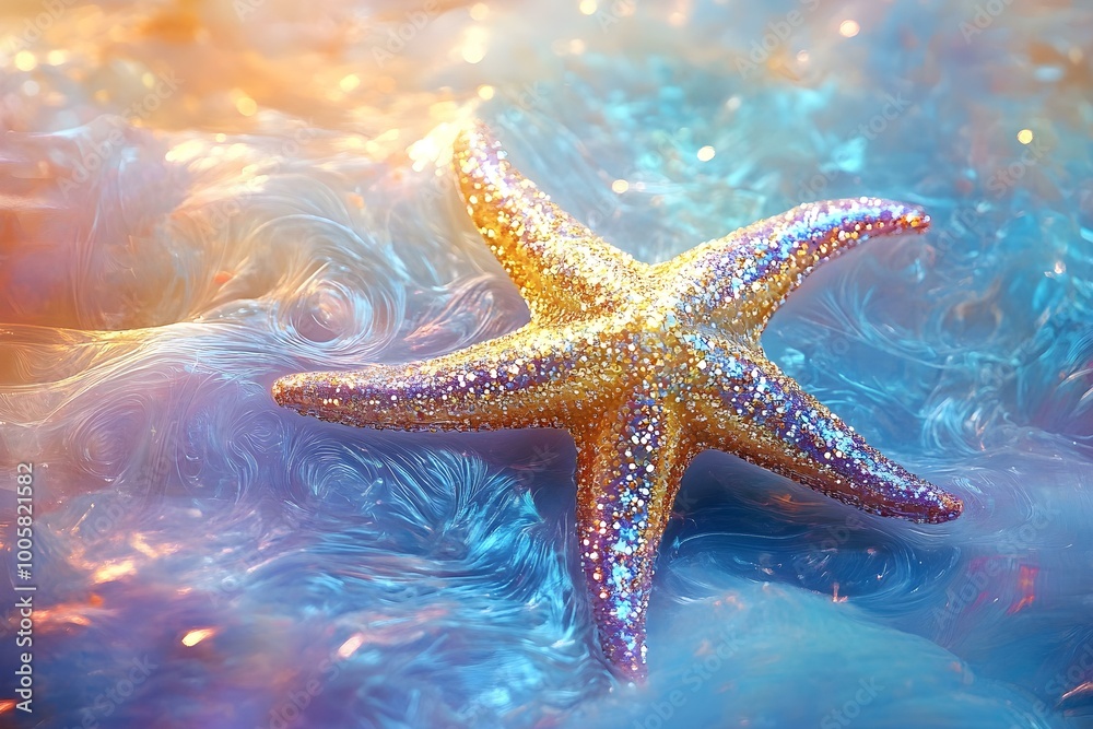 Artistic Portrayal of a Sparkling Starfish