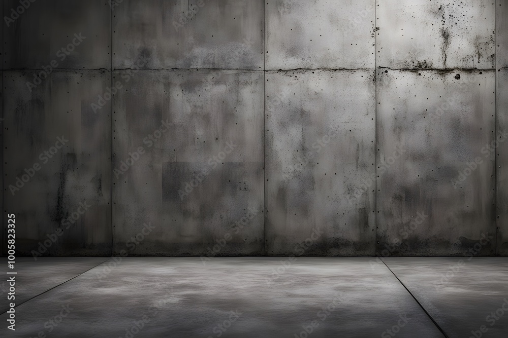 Rough weathered concrete all with cracks separated from a smooth cement floor by a thin black separated line , Ai Generated Rough weathered concrete all with cracks separated from a smooth cement floor by a thin black separated line , Ai Generated