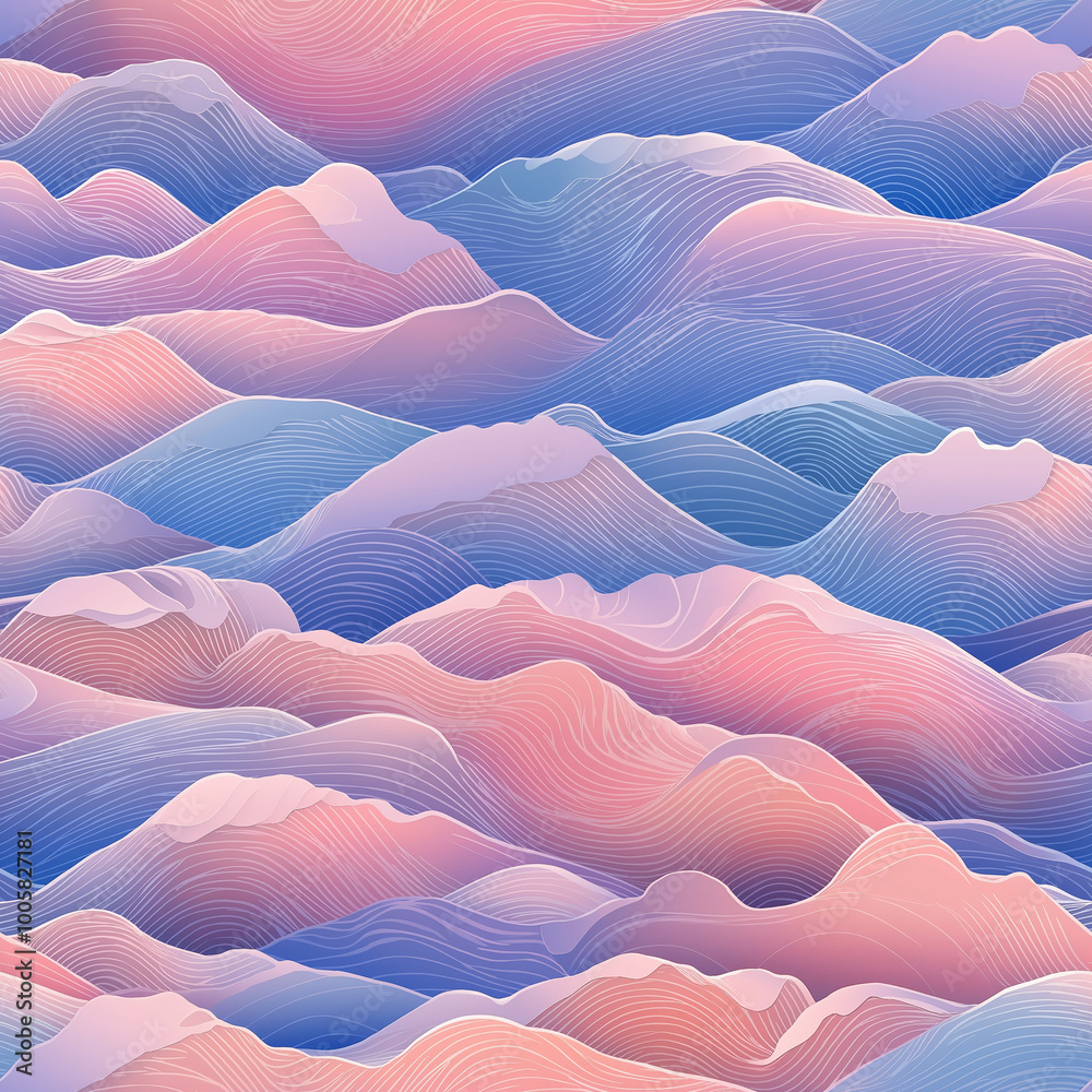 Fototapeta premium Seigaiha seamless pattern with fluid, organic wave shapes in rich jewel tones 