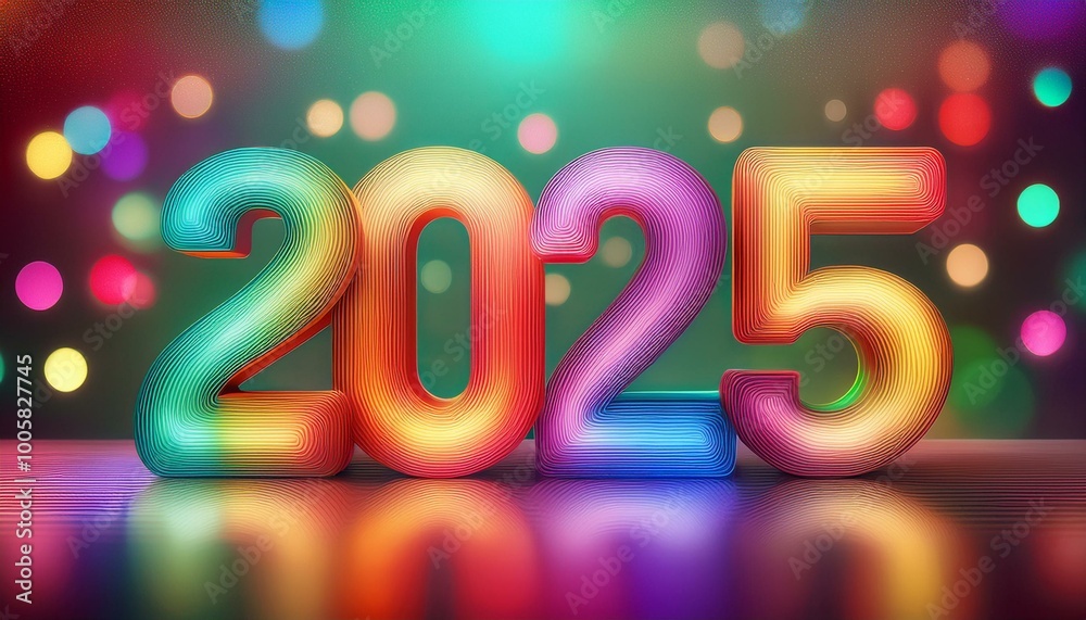 new year 2025 number and colorful bokeh light background with sparkling for celebration new year 2025 number and colorful bokeh light background with sparkling for celebration