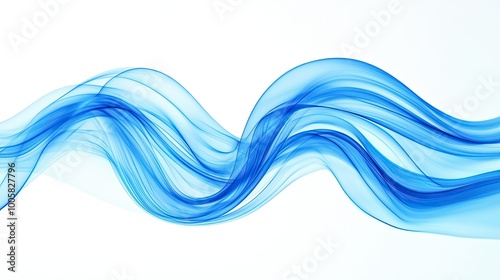 Premium abstract blue wave design with smooth transitions, flowing across a white backdrop. Ideal for sleek, modern banners, posters, or corporate wallpaper. photo