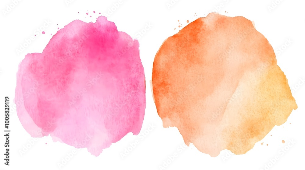 Fototapeta premium Abstract Watercolor Background Pink Orange Circles